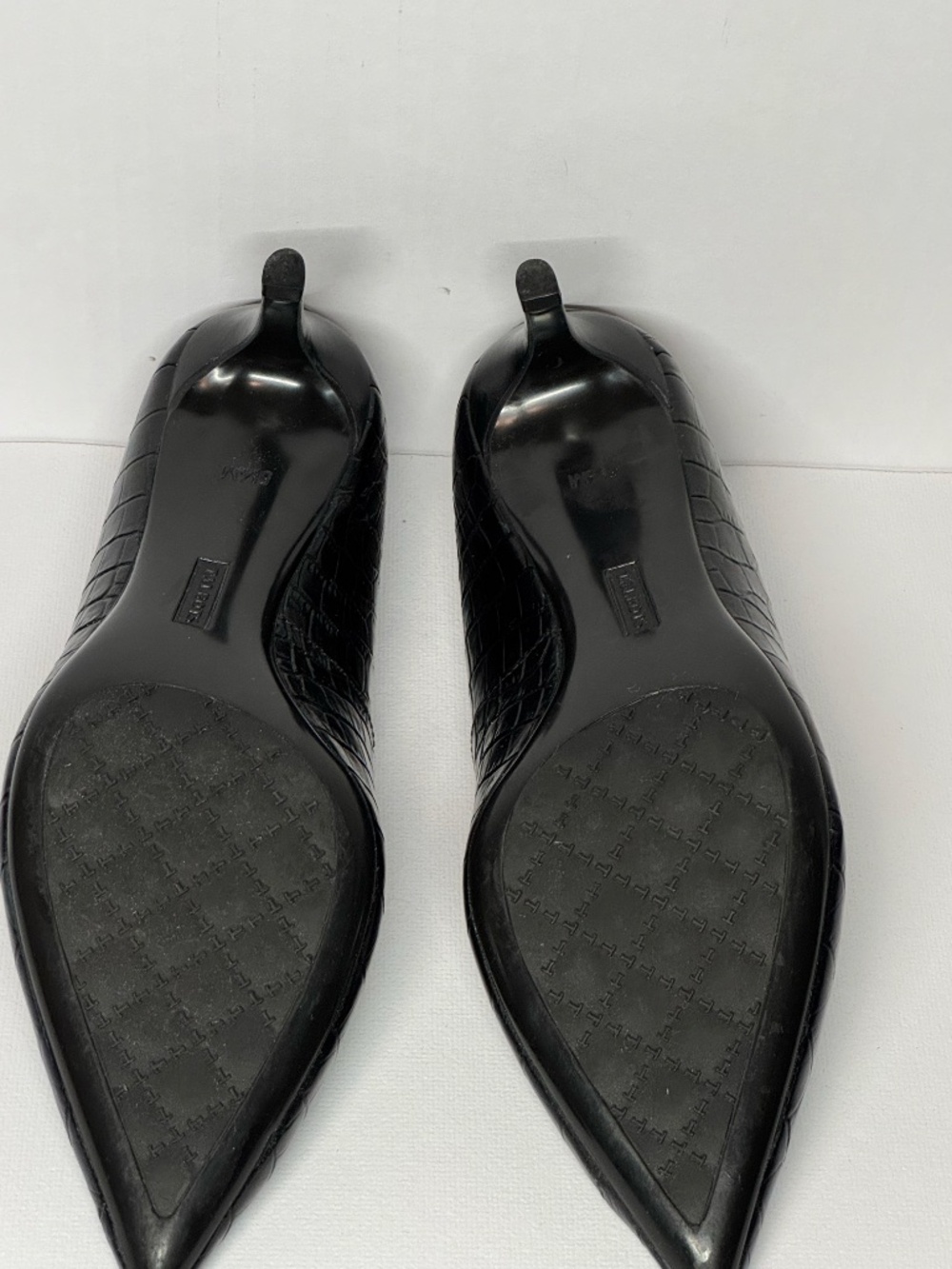 Talbots Black Croc Embossed Pointed Toe Kitten Heels Pumps S 5.5M Classic - Picture 6 of 11